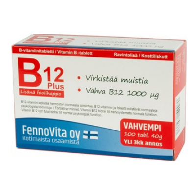 Витамин B12 Fennovita 1000 мкг + фолиевая кислота 100таб 40г