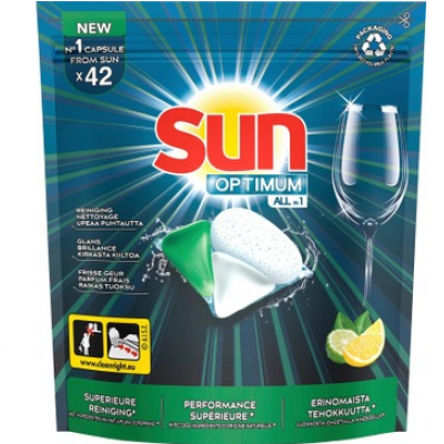 Таблетки для посудомоечной машины Sun Konetiskikapseli All-in-1 Optimum Lemon & Bergamot  42шт лимон и бергамот 