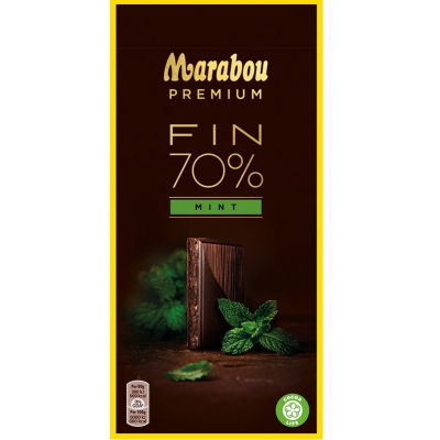 Плиточный темный шоколад с мятой Marabou Premium Dark 70% Mint 100г