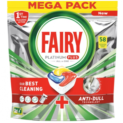 Таблетки для посудомоечной машины Fairy Platinum lemon 58шт