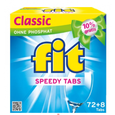 Таблетки для посудомойки Fit Classic Speedy tabs 72 + 8 таблеток