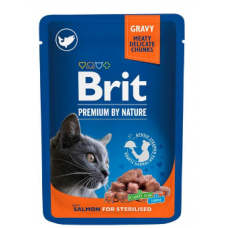 Влажный корм Brit Premium by Nature Salmon для стерилизованных кошек 100 г  Лосось в соусе