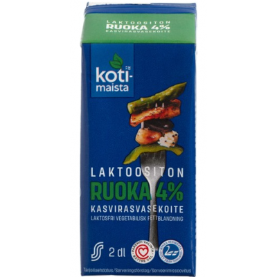 Сливки Kotimaista laktoositon Kevyt Ruoka 4% 2 дл без лактозы