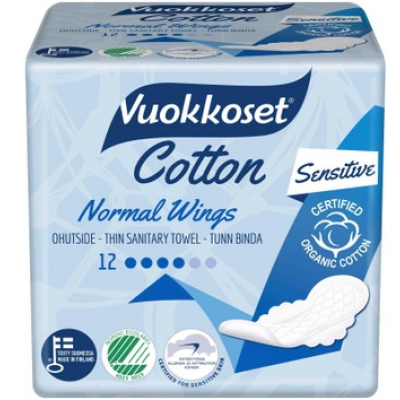 Прокладки с крылашками Vuokkoset Cotton Normal Wings 12шт