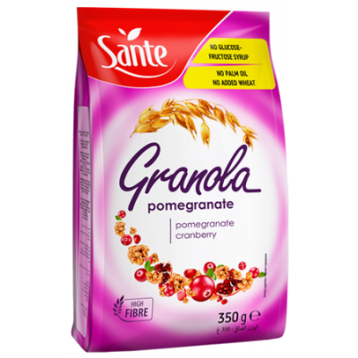 Хрустящие мюсли с гранатом и клюквой SANTE Granola Premium 350г 