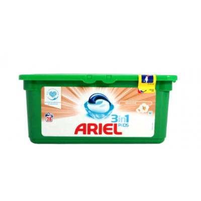 Гелевые капсулы для стирки Ariel Sensitive 28шт