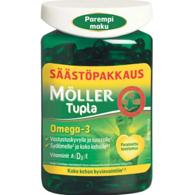 Капсулы Moller Tupla омега-3 витамины A, D и E 150 шт 