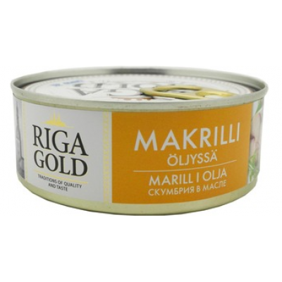 Скумбрия в масле Riga Gold Makrillipala Oljyssa 240г/168г