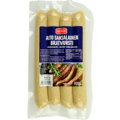 Колбаски для гриля Lecker aito saksalainen bratwursti 300г