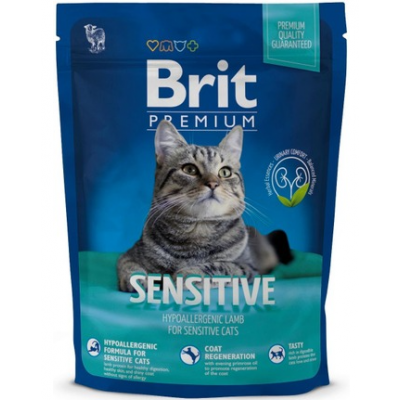 Сухой корм Brit Premium Sensitive для чувствительных кошек 300г баранина рис