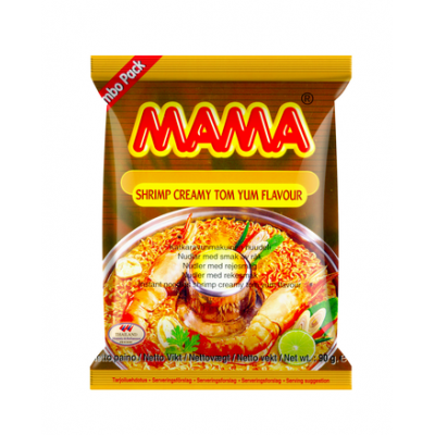 Лапша со вкусом креветок Mama Katkaravunmakuinen Nuudeli Creamy Tom Yum 90г