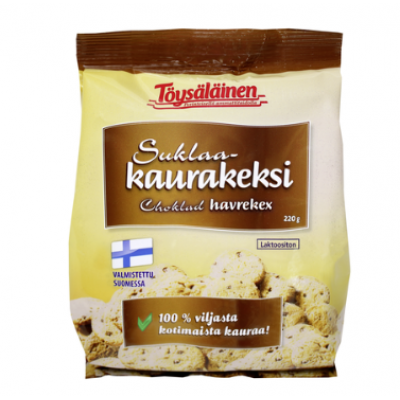 Овсяно-шоколадное печенье Toysalainen suklaa-kaurakeksi 220г без лактозы