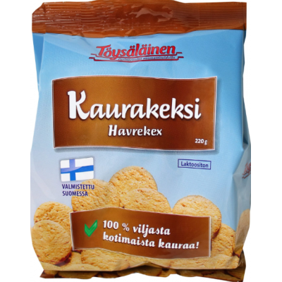 Овсяное печенье Toysalainen kaurakeksi безлактозное 220г