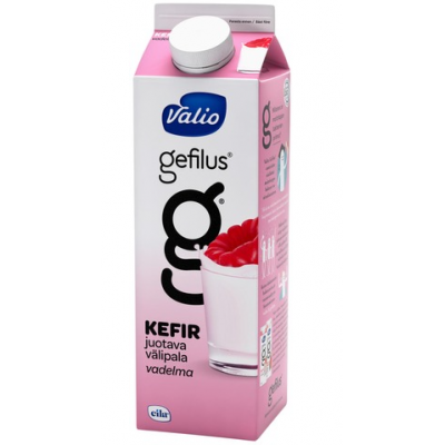 Натуральный кефир Valio Gefilus Kefir Vadelma 1л малина