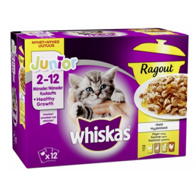 Полнорационный влажный корм для котят 2-12 месяцев Whiskas Junior Ragout 12x85г