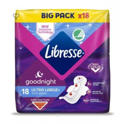 Прокладки ночные LIBRESSE Night Ultra Large+18 kpl Big pack