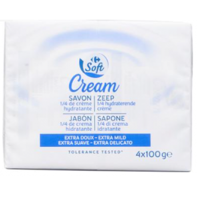 Мыло кусковое Carrefour Soft Cream Soap saippua 4x100г