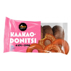 Пончики с какао-глазурью Elonen Kaakao Donitsi 250г 6шт