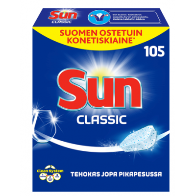 Таблетки для посудомоечной машины SUN Konetiskitabletti Classic Lemon 105 шт