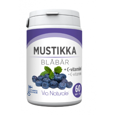 Пищевая добавка для зрения Via Naturale Mustikka + C-vitamiini 60таб