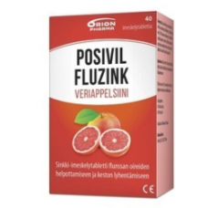 Леденцы от гриппа и простуды Posivil Fluzink Veriappelsiini 40шт со вкусом красного апельсина