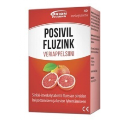 Леденцы от гриппа и простуды Posivil Fluzink Veriappelsiini 40шт со вкусом красного апельсина