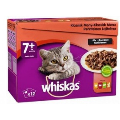 Ассорти в соусе Whiskas 7+ Perinteinen Lajitelma Kastikkeessa 12X100г для кошек от 7 лет и старше