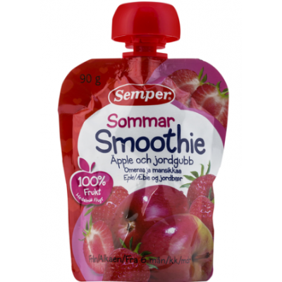 Фруктовое пюре Semper Smoothie Sommar 90 г с 6 месяцев яблоко клубника 