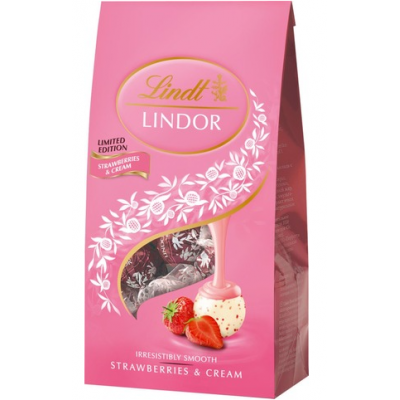 Шарики из белого шоколада с клубникой и сливками Lindt Lindor 137 г