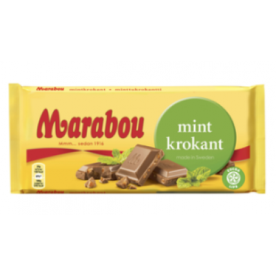 Плиточный шоколад Marabou Mint krokant 200г со вкусом мяты