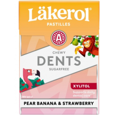 Пастилки с ксилитом Lakerol Dents Pear-Banana & Strawberry Ksylitolipastilli 85г