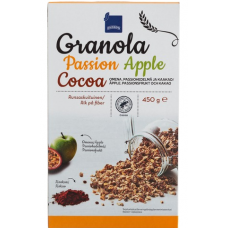 Хрустящие мюсли Rainbow Granola Passion Apple Cocoa 450г с кусочки яблока, маракуйи и какао 