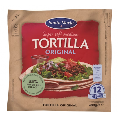 Пшеничные лепешки Тортилья Santa Maria Tortilla Original Medium 12 шт 480 г