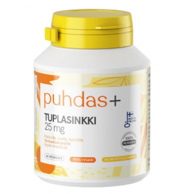 Цинк в таблетках Puhdas+ Tuplasinkki 25mg 22г/60 шт