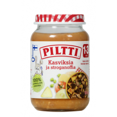 Детское питание овощи и бефстроганы Piltti Kasviksia Ja Stroganoffia 190 г для детей 1-3 лет