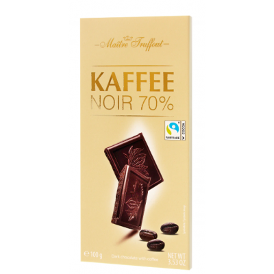 Плиточный шоколад Maitre Truffout Coffee Noir 70% 100г со вкусом кофе