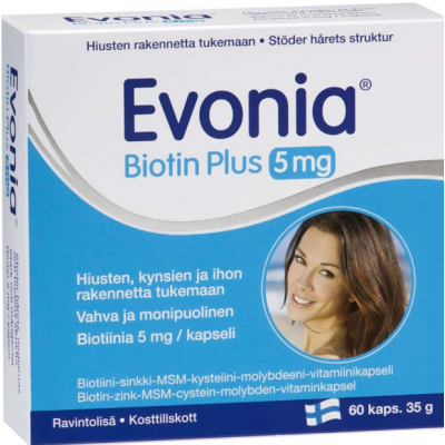 Концентрированная биотиновая добавка Evonia Biotin Plus 5 мг 60капсул