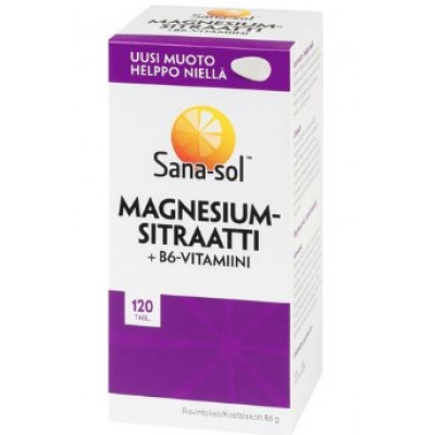 Витамины Sana-Sol Magnesiumsitraatti+B6 120шт