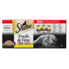 Ассорти корма для кошек в соусе Sheba Fresh&Fine Poultry 50x50г Курица / Птица / Индейка