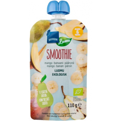 Органическое фруктовое пюре Rainbow Smoothie 110г с 6 месяцев манго-банан-груша