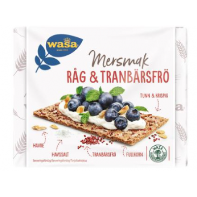 Хлебцы цельнозерновые Wasa Mersmak Rye & Cranberry Seed 245г с семенами клюквы и морской солью