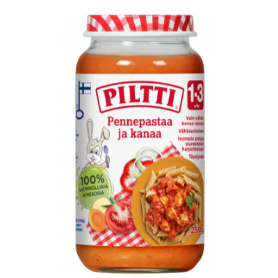 Детское питание Piltti Pennepastaa Ja Kanaa 250 г для детей 1-3 года макароны курица 