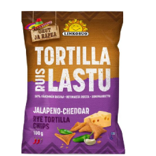 Чипсы Linkosuo Ruis Tortilla Lastu Jalapeno-Cheddar 100г с халапеньо и сыром чеддер